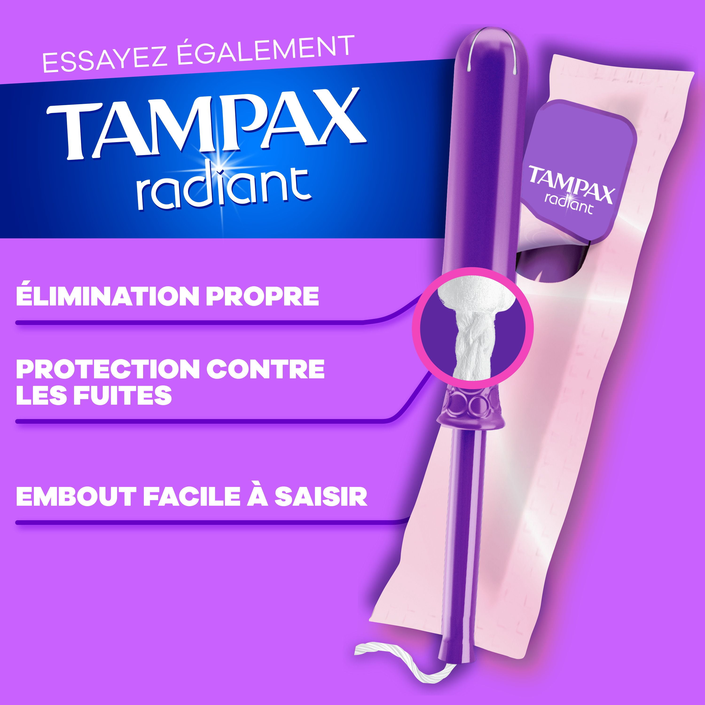 Tampax Tampons avec Applicateur en Carton Absorption Super, Prise Antidérapante, Jupette Anti-Fuites, Non Parfumés