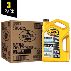 Pennzoil Platinum Full Synthetic 5W-20 Motor Oil, 5 Litre (3 pack)