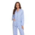 thumbnail image 2 of GLOBAL Women's Flannel Pajama Set - 100% Cotton, Button Down Top & Drawstring Pants | Warm Winter Sleepwear for Canada, 2 of 5