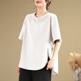 thumbnail image 2 of Timegard Womens Oversized Tops Half Sleeve Crew Neck Side Split Casual Loose Tops Basic Tshirts Blouse, 2 of 6