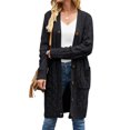 thumbnail image 2 of FOCUSNORM Women Juniors Cardigan, Solid Color Long Sleeve Sweater Coat with Pockets, 2 of 5