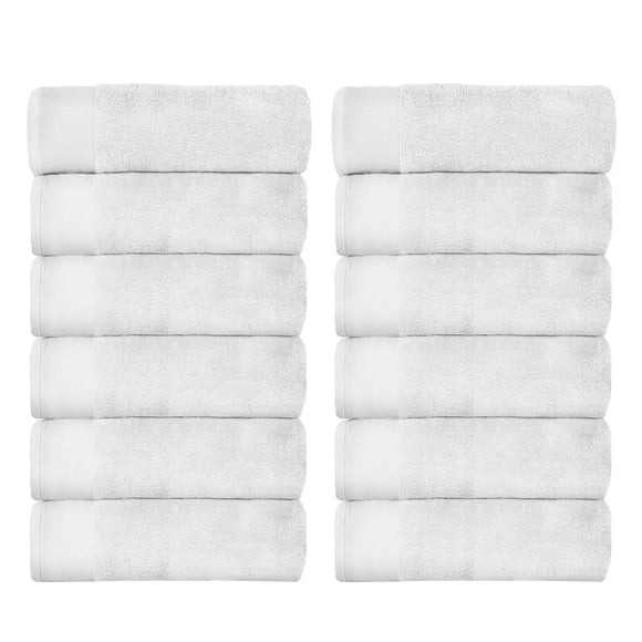 Fabstyles 16x28 Super Soft Cotton Hand Towels, Quick Dry Hand Towels (White, Set of 12)
