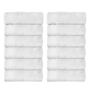 Fabstyles 16x28 Super Soft Cotton Hand Towels, Quick Dry Hand Towels (White, Set of 12)