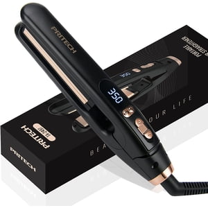 PRITECH Mini Flat Iron Portable Hair Straightener, Straightener with 13 Adjustable Temp(210°F-450°F), 1'' Plate for All Hairstyles Hair Straightening Irons Black