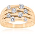 thumbnail image 1 of 1ct Yellow Gold Real Diamond 14K Right Hand Womens Fashion Multi Row Ring, 1 of 4