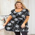 thumbnail image 2 of Tunique Grande Taille pour Femmes Manches Courtes Roses Vertes Hauts 3X Col Rond Vêtements Été Fluide Vêtements de Maternité Chemise, 2 of 6