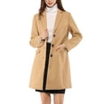 thumbnail image 1 of INSPIRE CHIC Manteau Long d'Hiver pour Femme à Revers Cranté, Manches Longues, Simple Boutonnage, Brun, G, 1 of 7