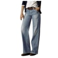 thumbnail image 2 of Meichang Jeans Décontractés Amples Taille Haute à Jambe Grand pour Femme, Bleu Pâle, TTG, 2 of 6
