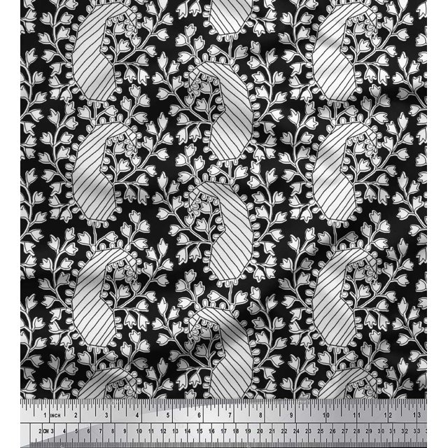 Soimoi Silk Fabric Floral & Paisley Block Fabric Prints by Yard 42 Inch Wide