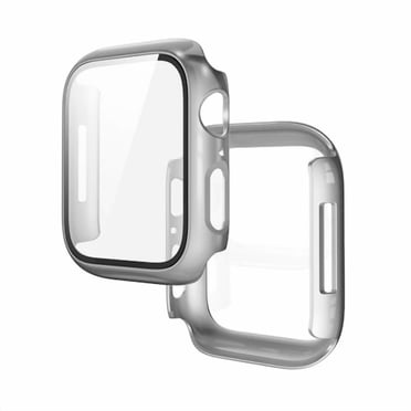 Étui pour Apple Watch 41 mm Series 9/Series 8/Series 7 avec Protecteur d'Écran en Verre Trempé, Pare-Chocs Protecteur et Couvre-Visage Mince pour iwatch S9/S8/S7 41 mm - Argent
