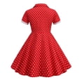 thumbnail image 4 of Zwiiyzr Robe Vintage des Années 1950 pour Filles de 3 à 8 Ans, Été, Rétro, à Pois, Boutonnée, Manches Courtes, Col en V, Rouge, 4 of 4