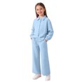 thumbnail image 2 of EGNMCR Long Sleeve Turndown Collar Set Children's Solid Color Long Sleeve Turn-Down Collar Button-Up Top With Elastic Waist And Pockets And Pants Set Girl polyester set, 2 of 8