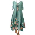 thumbnail image 1 of JFBUJC Robe Décontractée à Fleurs pour Femmes, Col Rond, Manches Longues, Irrégulière, Ample, Longue, 1 of 2
