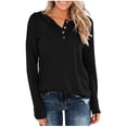 thumbnail image 2 of hotojiny Plus Size Tops for Women Casual Long Sleeve Button Henley Shirts 2025 Spring Soft Loose Solid Color Tunics Tee, 2 of 4