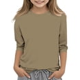 thumbnail image 2 of Plebaso Garçons Filles T-Shirts à Manches 3/4 Col Rond Blouse T-Shirt Basique Hauts Décontractés Unis T-Shirts Légers, 2 of 5