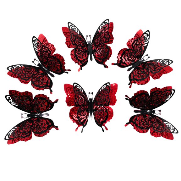 Autocollants Muraux pour Salon, Autocollants Muraux Décoratifs Double Saint-Valentin Paillettes Or Autocollants Décoratifs Stéréoscopiques Ensemble de 6, Décorations de la Saint-Valentin, Autocollants Muraux de Noël