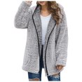 thumbnail image 1 of WEIYLL Womens Fleece Jacket Thick Knitted Cardigan Solid Color Sleeve Furry Grey Fall Clothing Size S, 1 of 4