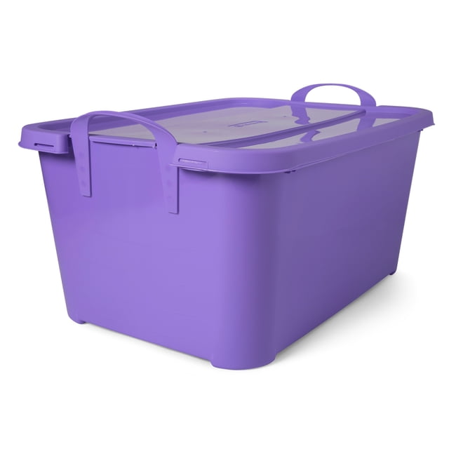 Life Story Bac de Rangement Empilable de 55 Qt, Contenant à Couvercle Léger, Violet, Lot de 12