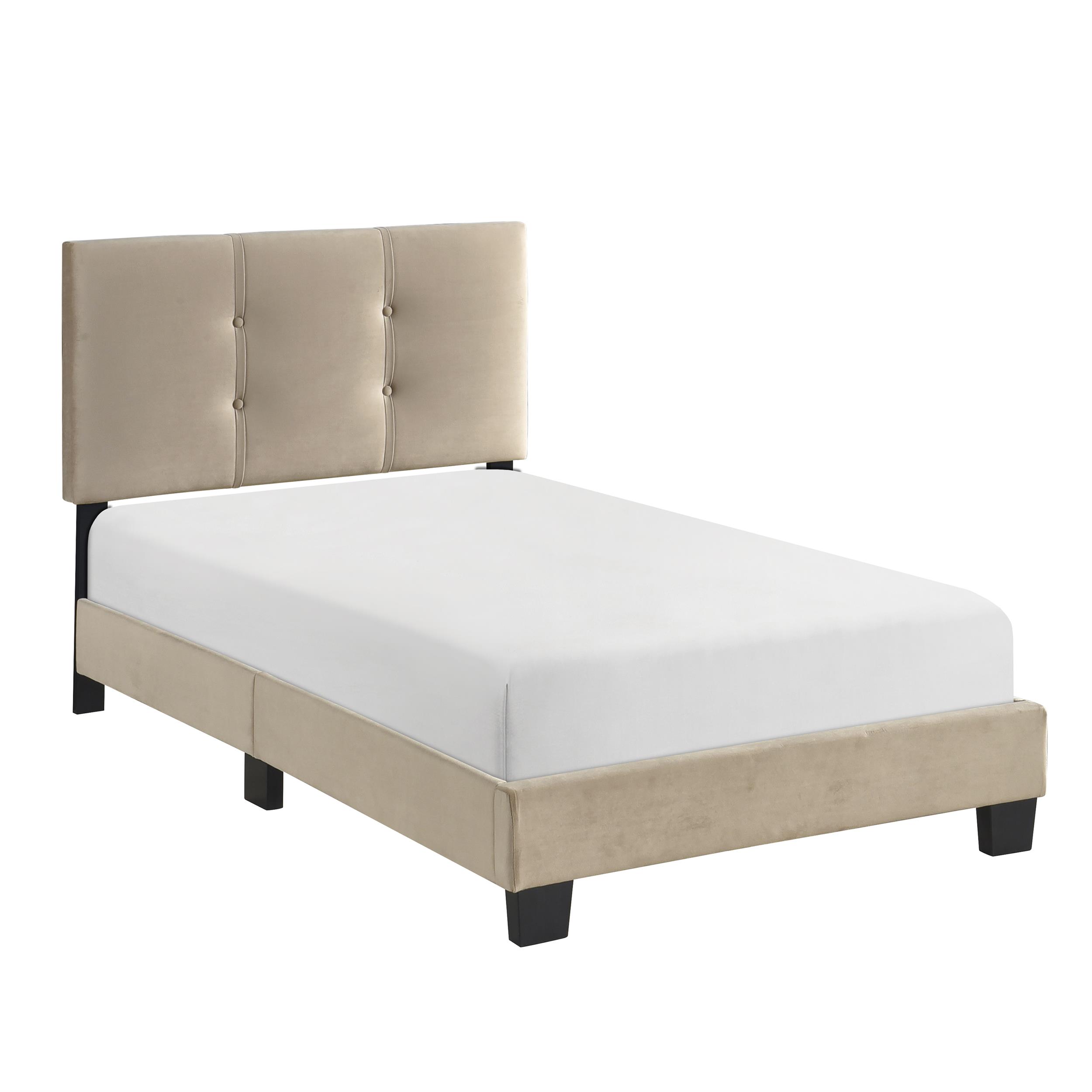Lexicon Newberry Velvet Twin Platform Bed in Light brown