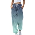 thumbnail image 1 of Erwazi Sweatpants for Women Gradient Printed Drawstring Loose Joggers with Pockets Fall Winter Comfy Workout Gym Running Pants, 1 of 3