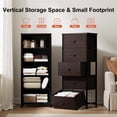 thumbnail image 3 of GUNAITO Commode Haute pour Chambre avec 5 Tiroirs Commode Bac de Rangement en Tissu Brun, 3 of 9
