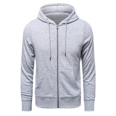 Ketyyh-chn99 Chandail à Capuchon Mode pour Hommes Chandail à Capuchon à Fermeture Éclair pour Hommes Chandail à Capuchon à Manches Longues en Laine à Fermeture Éclair Complète Chandail Molletonné avec Poches Gris Pâle,2TG