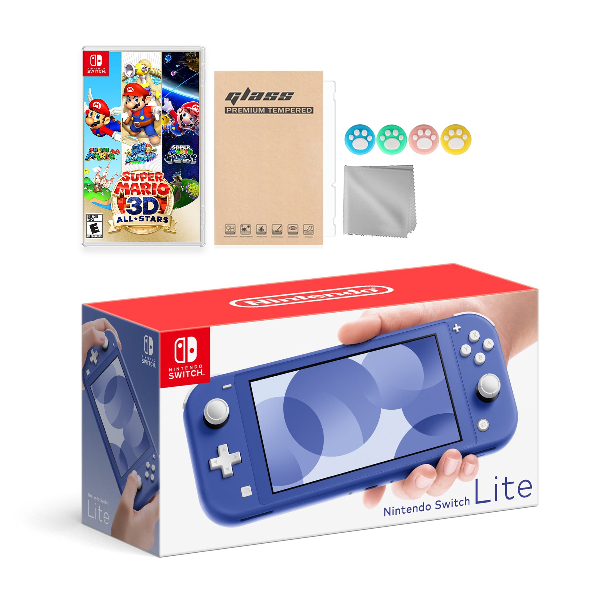 Nintendo Switch Lite Blue with Super Mario 3D All-Stars and Mytrix Accessories NS Game Disc Bundle Best Holiday Gift