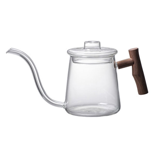 Rongfmy Glass Gooseneck Kettle Water Boiler Quick Heating Stovetop Tea Kettles Pour Over 700ML