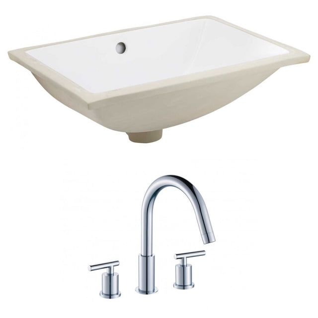 20.75-in. W Rectangle Bathroom Undermount Sink Set In White - Chrome Hardware AI-22732