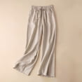 thumbnail image 2 of VEKDONE Womens Cotton Linen Long Pants Beige XL, 2 of 5