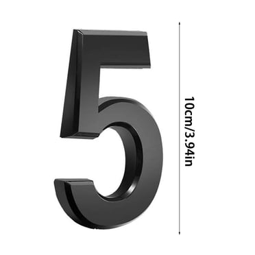 Fridja 3D Self-Adhesive House Numbers for Outside, Door Mailbox Numbers, Modern House Street Address Numbers Stickers for House, Apartment, Office, Hotel Room, Mailbox Signs (3.94 Inch No.5)