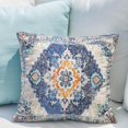 thumbnail image 4 of Blue Boho Throw Pillow Covers Set of 2 Monaco Rug Carpet Double Sided Pattern Cotton Soft Pillow Case Cushion Cover Pillowcase for Garden Couch Sofa Bed Decorative 18x18 inch, 4 of 5
