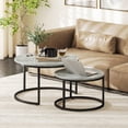thumbnail image 2 of HOMCOM Nesting Tables, 31" Round Coffee Table Set of 2, Marble Grey, 2 of 10