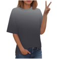 thumbnail image 1 of Timegard Hauts Grande Taille pour Femmes Couleur Dégradée Manches Courtes Col Rond Chemisiers Décontractés Confortables T-Shirts, 1 of 5