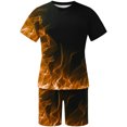 thumbnail image 5 of XZNGL Men Print Short Sleeves Casual Beach Short Sleeve Round-Neck Blouses & Sets, 5 of 5
