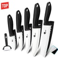 thumbnail image 3 of Myvit Ceramic Knives Set for Kitchen,5Pcs Paring Knifes with Cover, 6" Serrated,6",5",4",3" in Black,a Peeler, 3 of 8