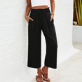 thumbnail image 2 of VEKDONE Womens Cotton Linen Capris Pants Black L, 2 of 5