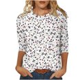 thumbnail image 1 of Hauts pour Femmes Décontractés Imprimés à Col Rond T-Shirt à Manches 3/4 Haut Ample, Hauts à Manches 3/4 pour Femmes, Hauts Décontractés pour Femmes, T-Shirts pour Femmes, 1 of 4