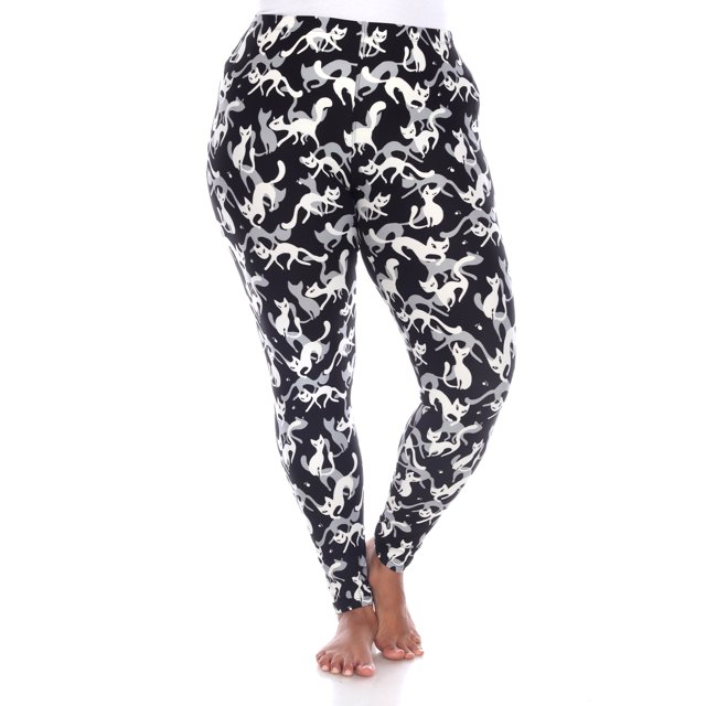 White Mark Legging Imprimé Chat Super Doux pour Femmes