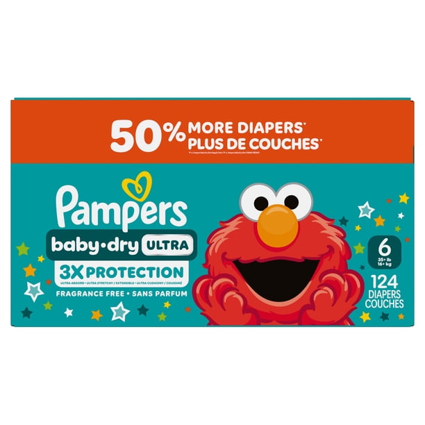 Pampers Baby Dry Ultra Diapers, Size 6 (23-44 lbs), Absorbent