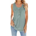 thumbnail image 1 of Timegard Womens Tank Tops Round Neck Button Ruched Eyelet Sleeveless Top Casual Tunic Top for Leggings, 1 of 4