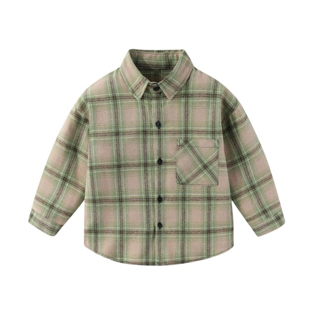Tranfacy Chemises à Carreaux à Boutons pour Enfants à Manches Longues Col Rabattu Manteau d'Automne et Couche de Base