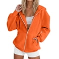thumbnail image 3 of Mgmyaa Chandail en Molleton pour Femmes Mode Couleur Unie à Capuche avec Poche Manches Raglan Veste à Fermeture Éclair, 3 of 6