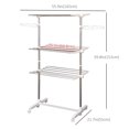 thumbnail image 3 of HOMCOM Séchoir à Vêtements à 3 Niveaux, Étendoir à Linge en Acier Inoxydable avec 2 Ailes Latérales et 6 Roulettes, Séchoir à Vêtements Pliable et Ajustable pour Intérieur Extérieur, 3 of 9
