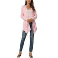 thumbnail image 2 of INSPIRE CHIC Women's Spring Fall Draped Open Front Casual Long Sleeve Lightweight Cardigan M Pink, 2 of 6