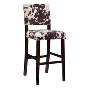 Linon Corey 30" Cow Print Bar Stool with Frame in Dark Espresso Wood