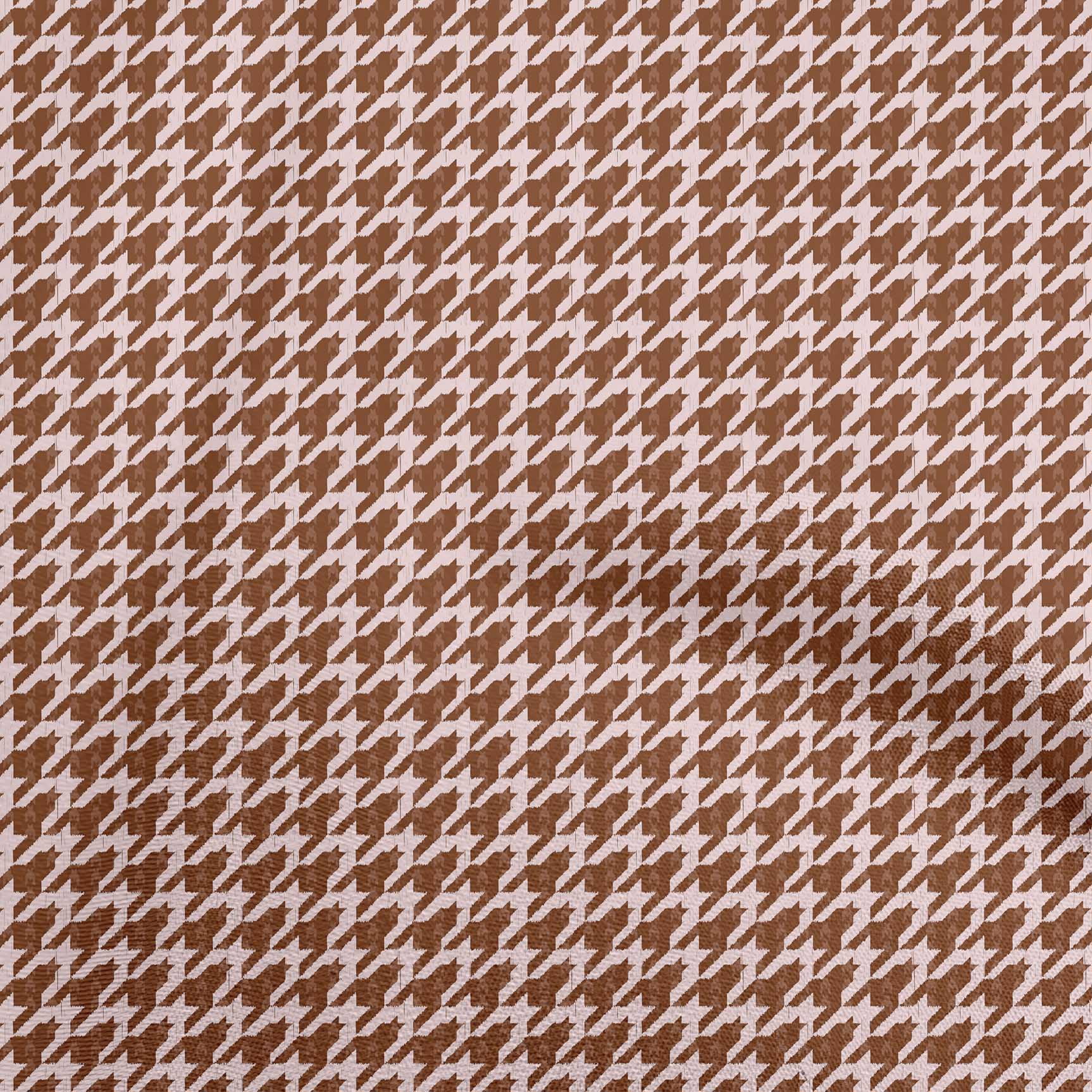oneOone Velvet Brown Fabric Houndstooth Sewing Material Print Fabric By The Yard 58 Inch Wide