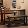 thumbnail image 2 of GloryStar Dining Table Set for 4, Kitchen Table with 2 Upholstered Benches, Wood Kitchen Dining Room Set, for Small Space, Apartment, Home, Dinner, 2 of 8