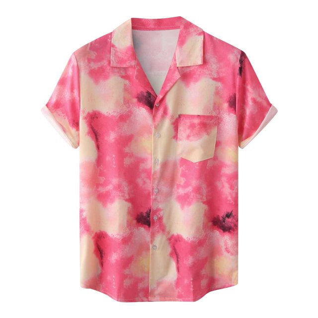 Chemise en Denim Homme Décontractée Boutons Plage Imprimé Floral Non Positionné Col Rabattu Chemise à Manches Courtes Blouse