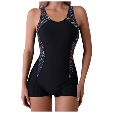 FhsagQ Women Swimsuit Sets Plus Size Womens Athletic Swimsuits Boyleg Racerback Bathing Suit Full Coverage Swimwear Sport Lap Swimsuit Swimsuit Sets for Women Bodysuit Crotchless Black XXL